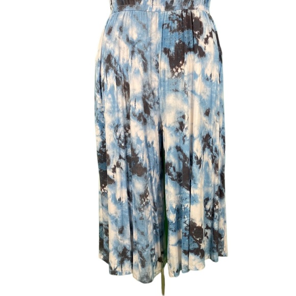 Torrid Blue Tie Dye Off The Shoulder Super Soft Knits Culotte Jumpsuit - Picture 6 of 15